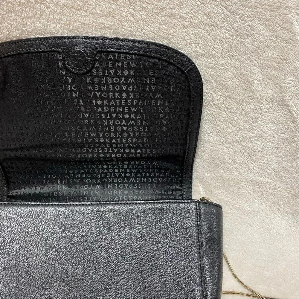 Kate Spade Jill Longacre Couth Black Leather Shoulder‎ Bag Handbag Chain Strap
